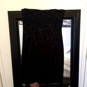 Black velvet sparkle top midi dress